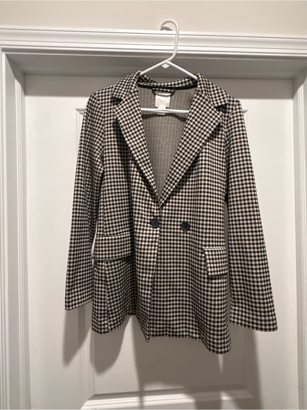 H&M Houndstooth Blazer in Black and Cream